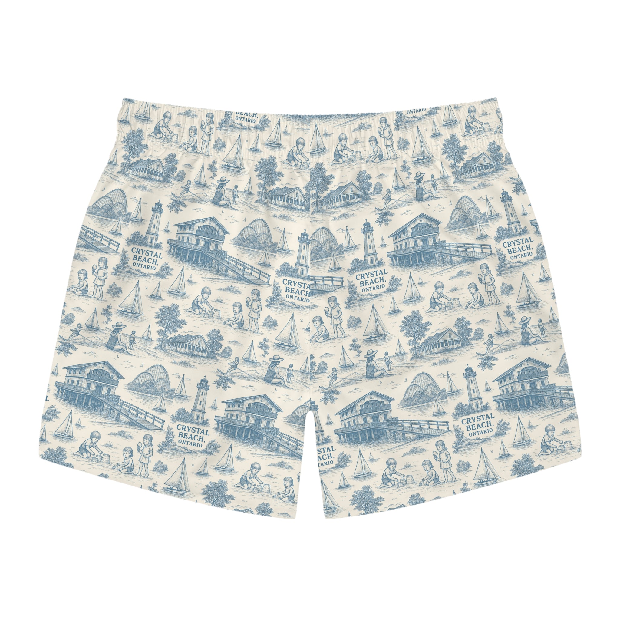 Crystal Beach Swim Trunks, AOP Swimsuits for Men, Summer Vacation Shorts, Beachwear, Pool Party Attire
